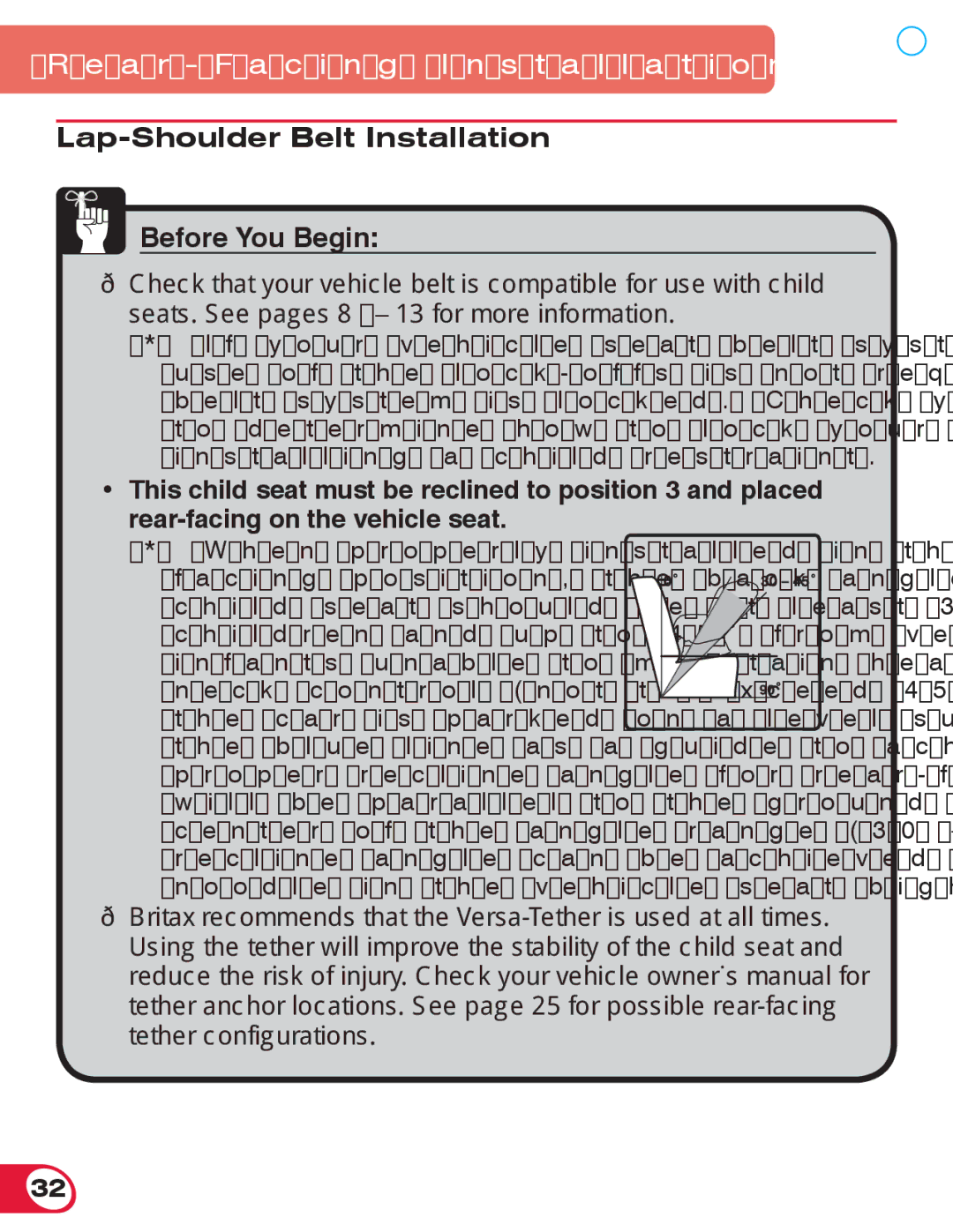 Britax 70 manual Lap-Shoulder Belt Installation Before You Begin 