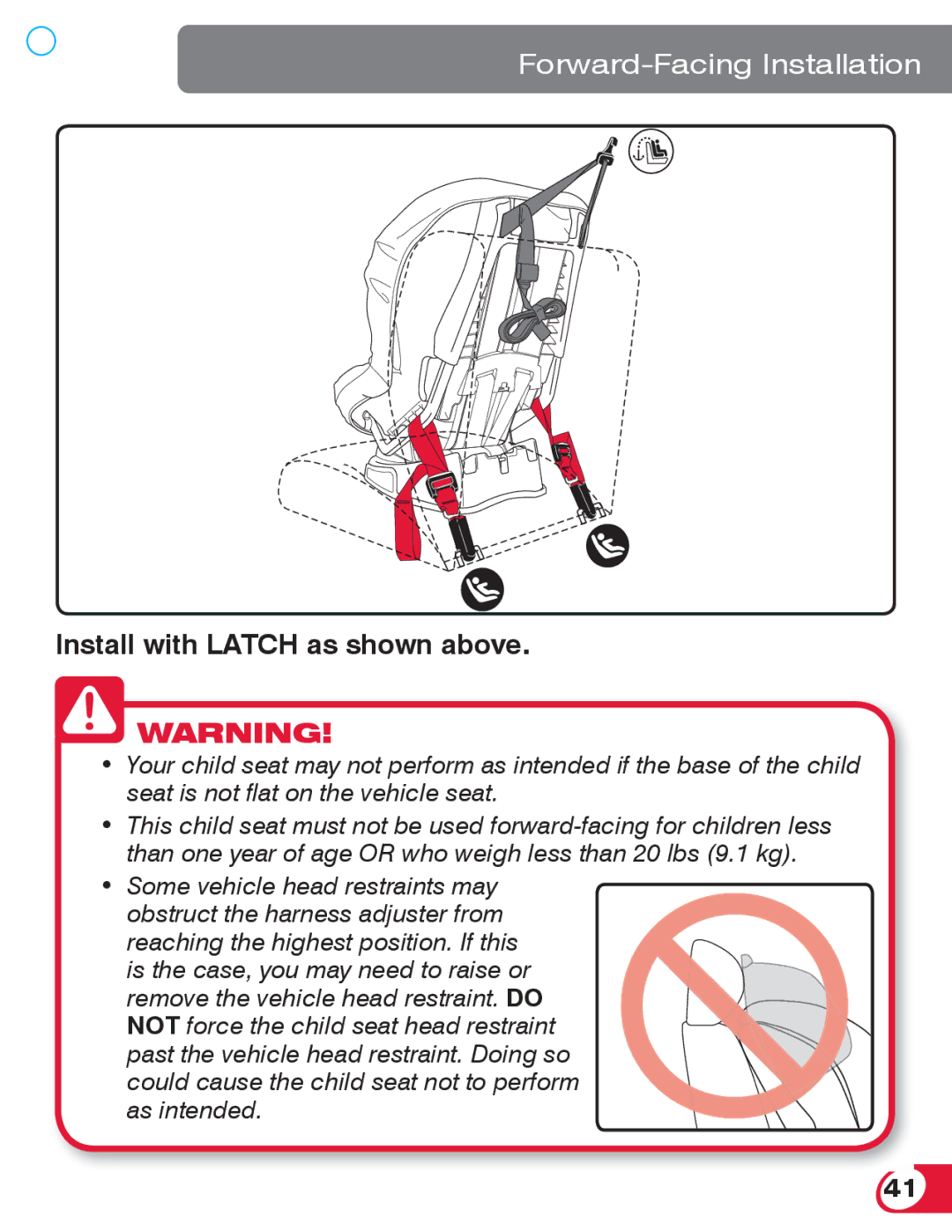 Britax 70 manual Install with Latch as shown above 