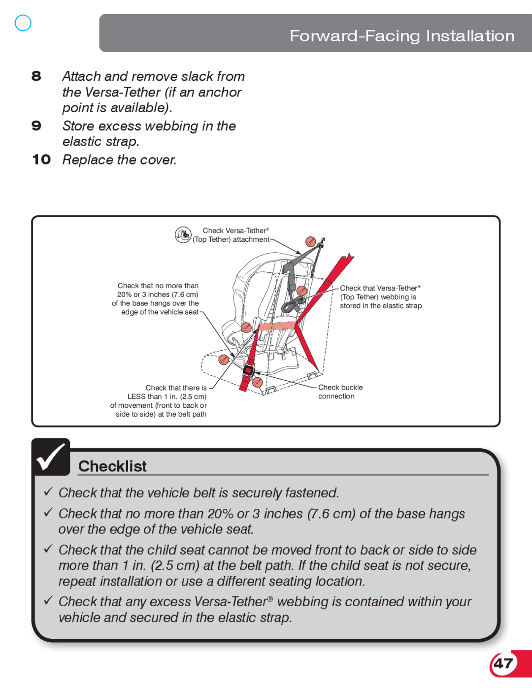 Britax 70 manual Checklist 