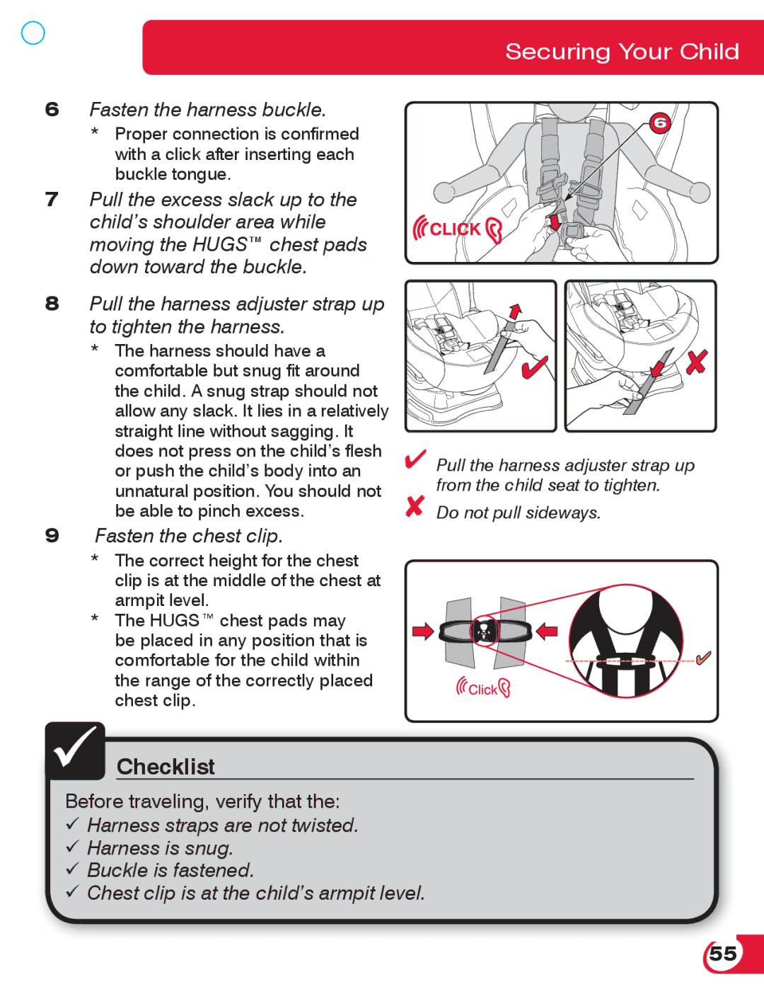 Britax 70 manual Fasten the harness buckle 