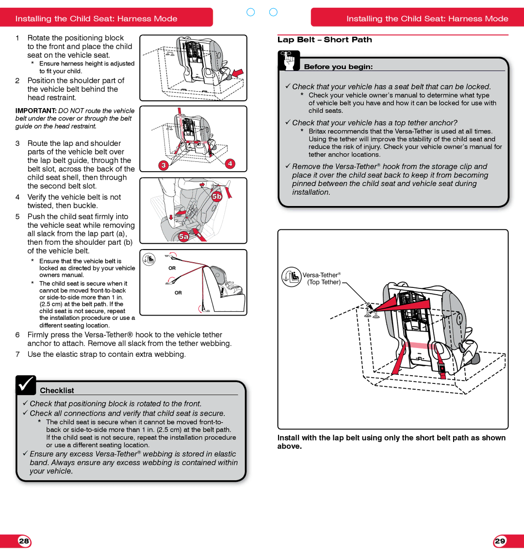 Britax 85 SICT manual Lap Belt Short Path 