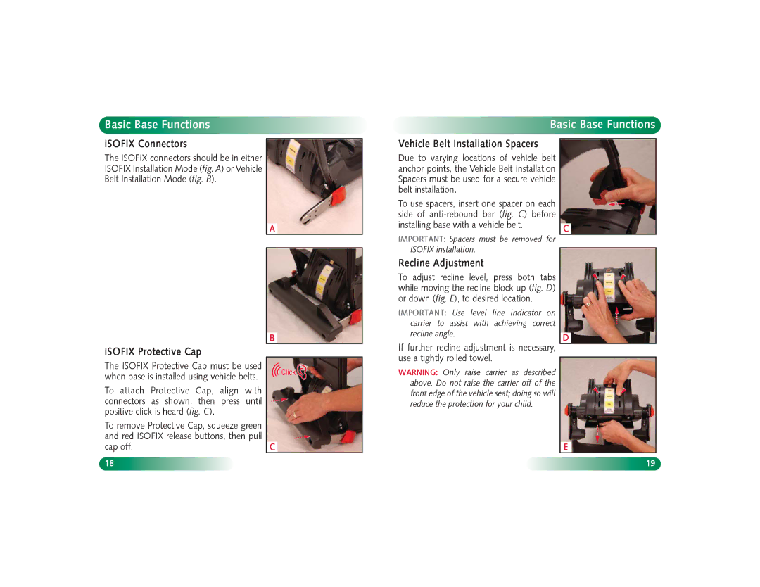 Britax Baby Accessories Basic Base Functions, Isofix Connectors, Isofix Protective Cap, Vehicle Belt Installation Spacers 