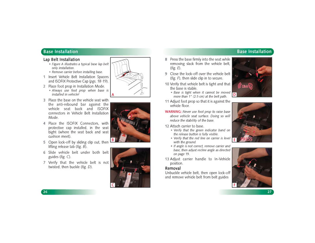 Britax Baby Accessories manual Lap Belt Installation 