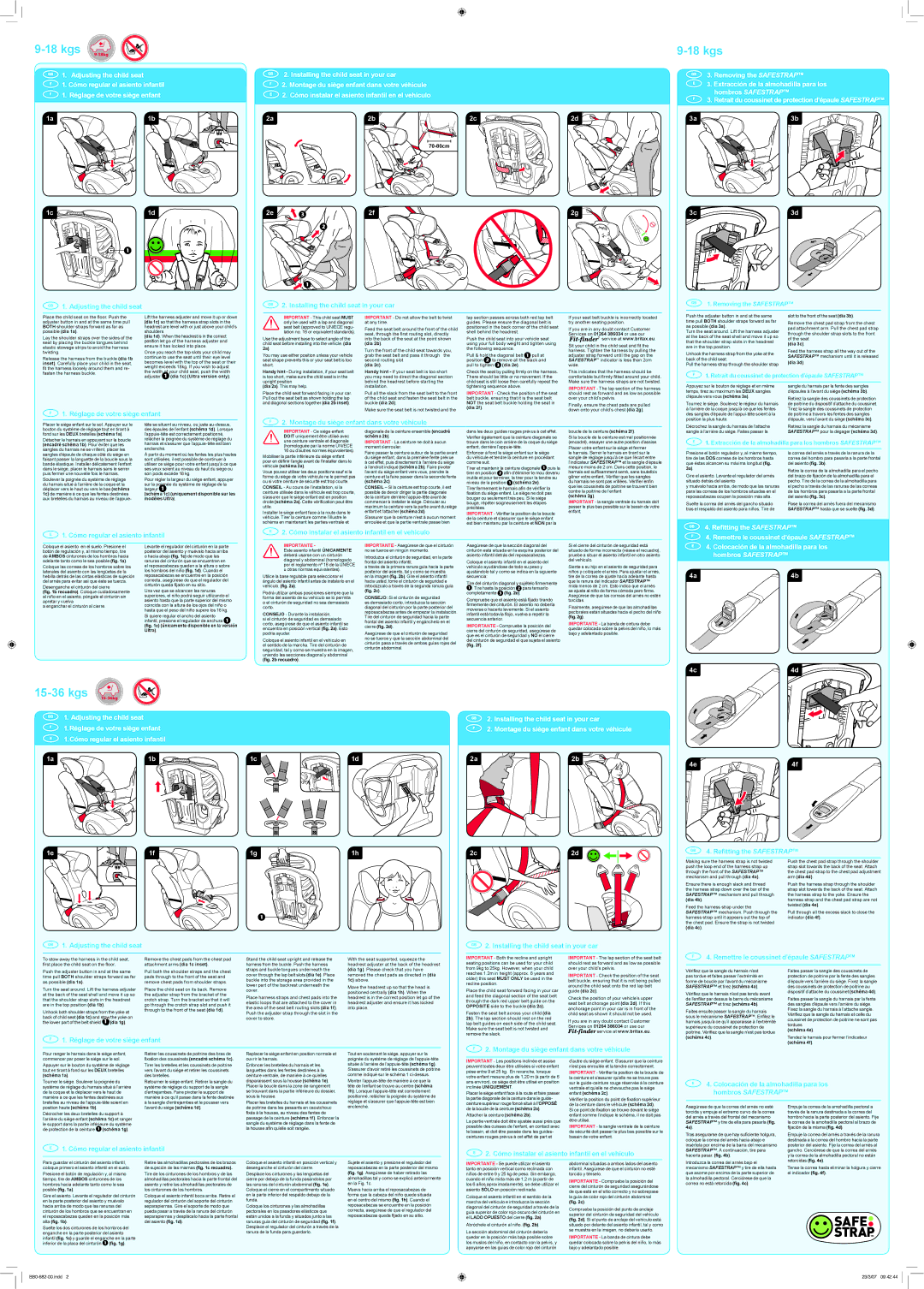 Britax BB0-682-00 manual Adjusting the child seat, Réglage de votre siège enfant, Cómo regular el asiento infantil 