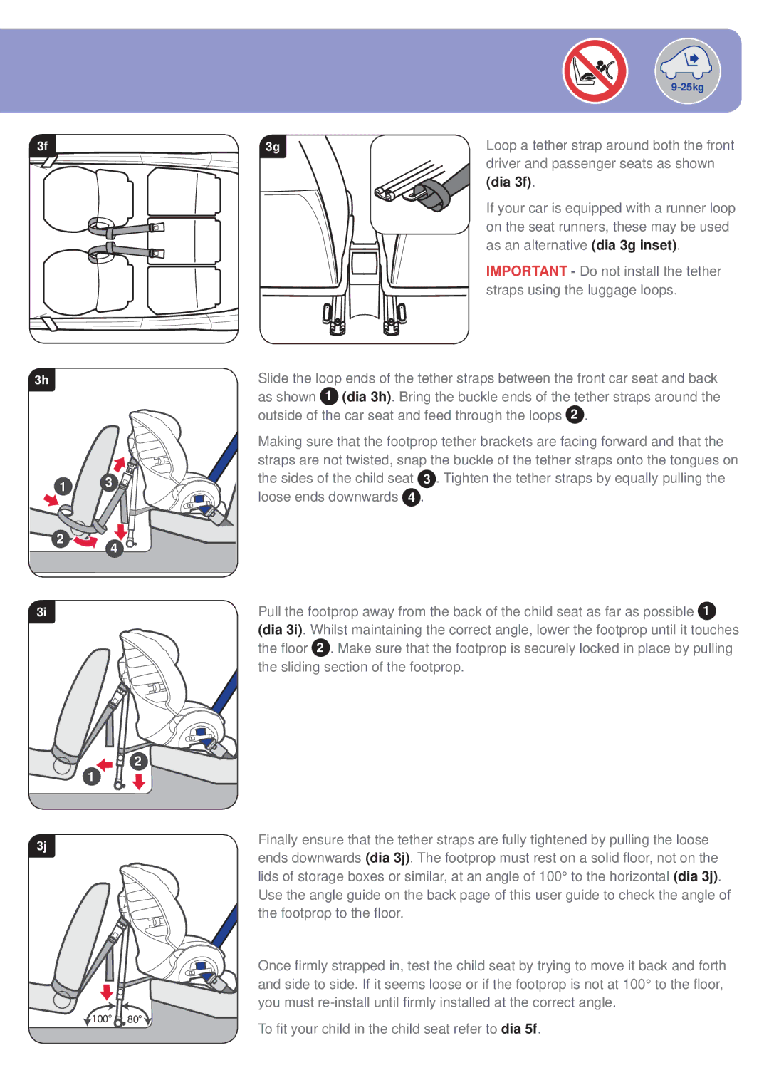 Britax BB0-702-00 manual Driver and passenger seats as shown, Dia 3f, As an alternative dia 3g inset 