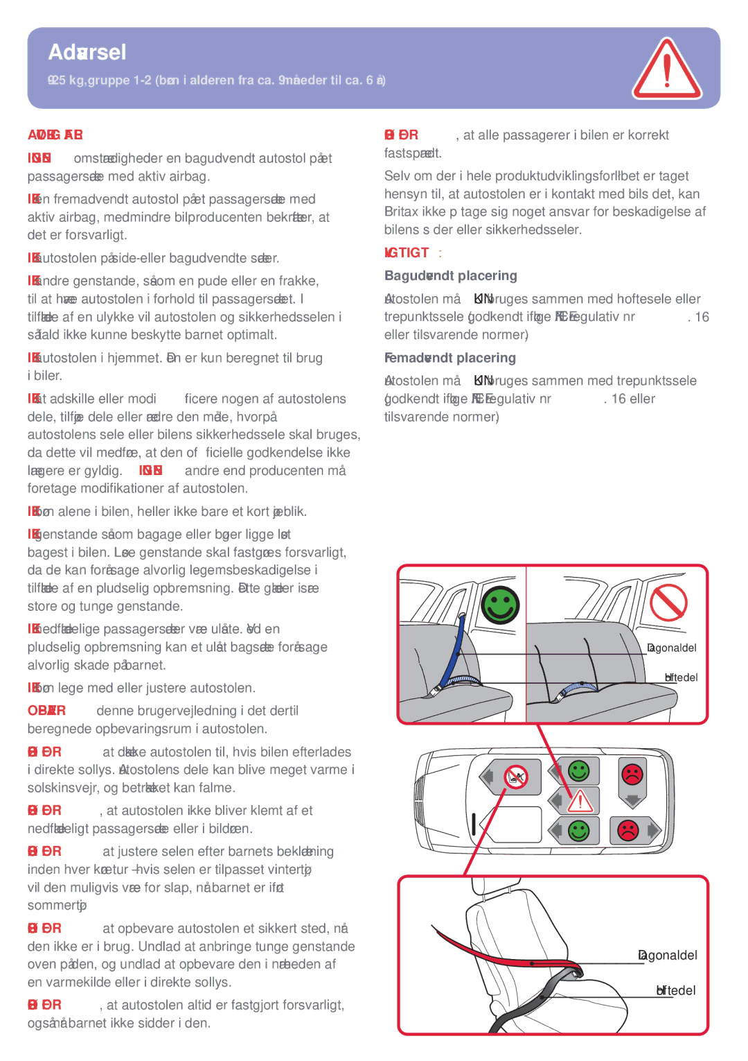 Britax BB0-702-00 Ikke børn alene i bilen, heller ikke bare et kort øjeblik, Bagudvendt placering, Fremadvendt placering 