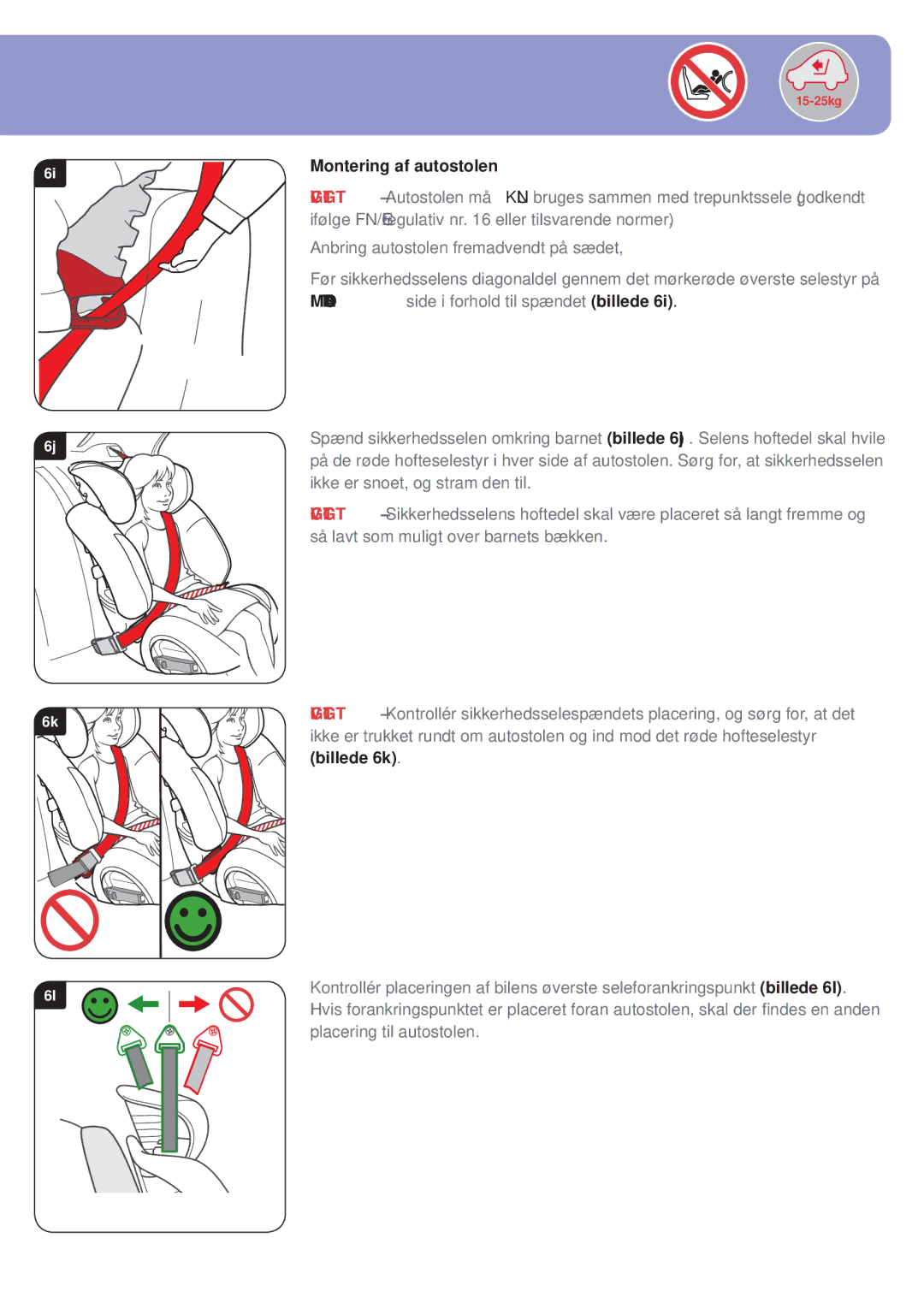 Britax BB0-702-00 manual Montering af autostolen 