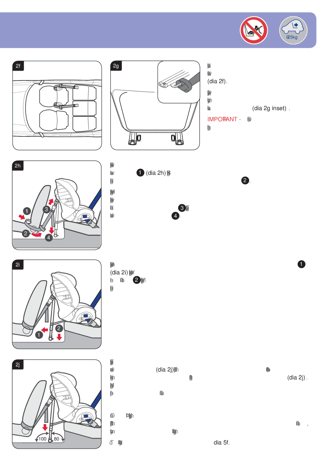 Britax BB0-702-00 manual Seat in front of the child seat as shown, Dia 2f, As an alternative dia 2g inset 