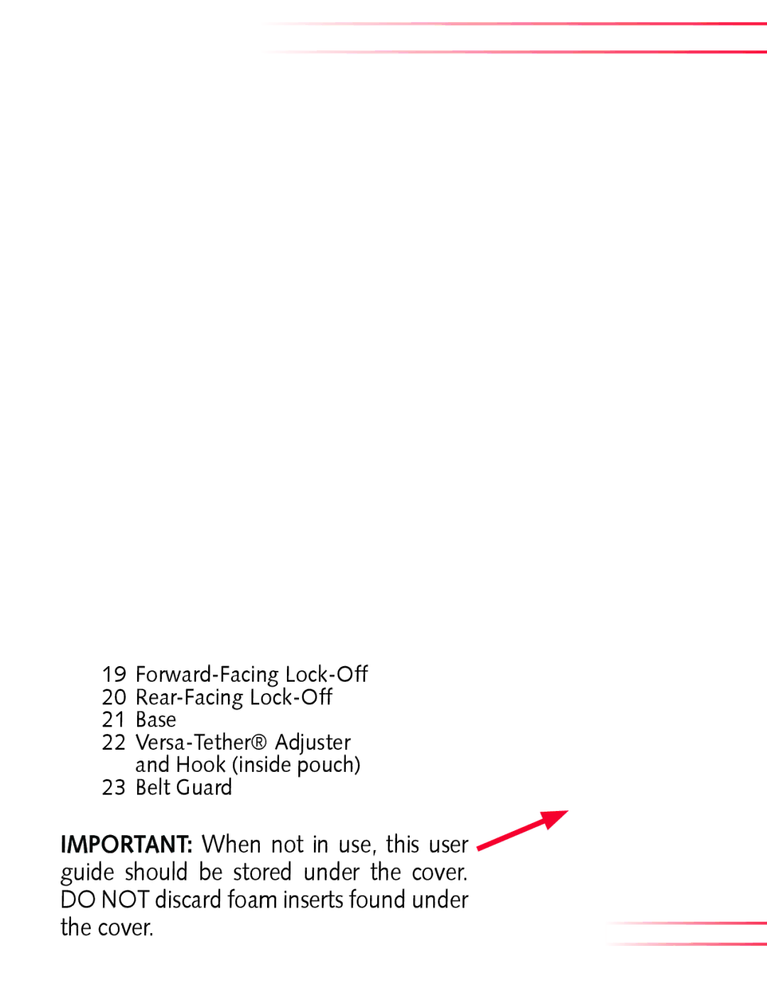 Britax Boulevard manual Do not discard foam inserts found under the cover 