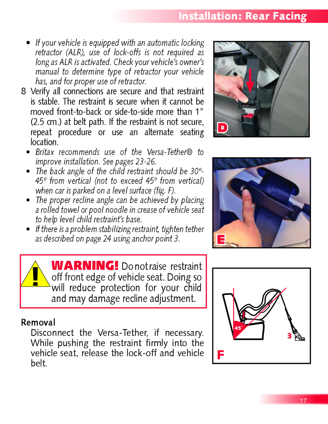 Britax Boulevard manual Installation Rear Facing 