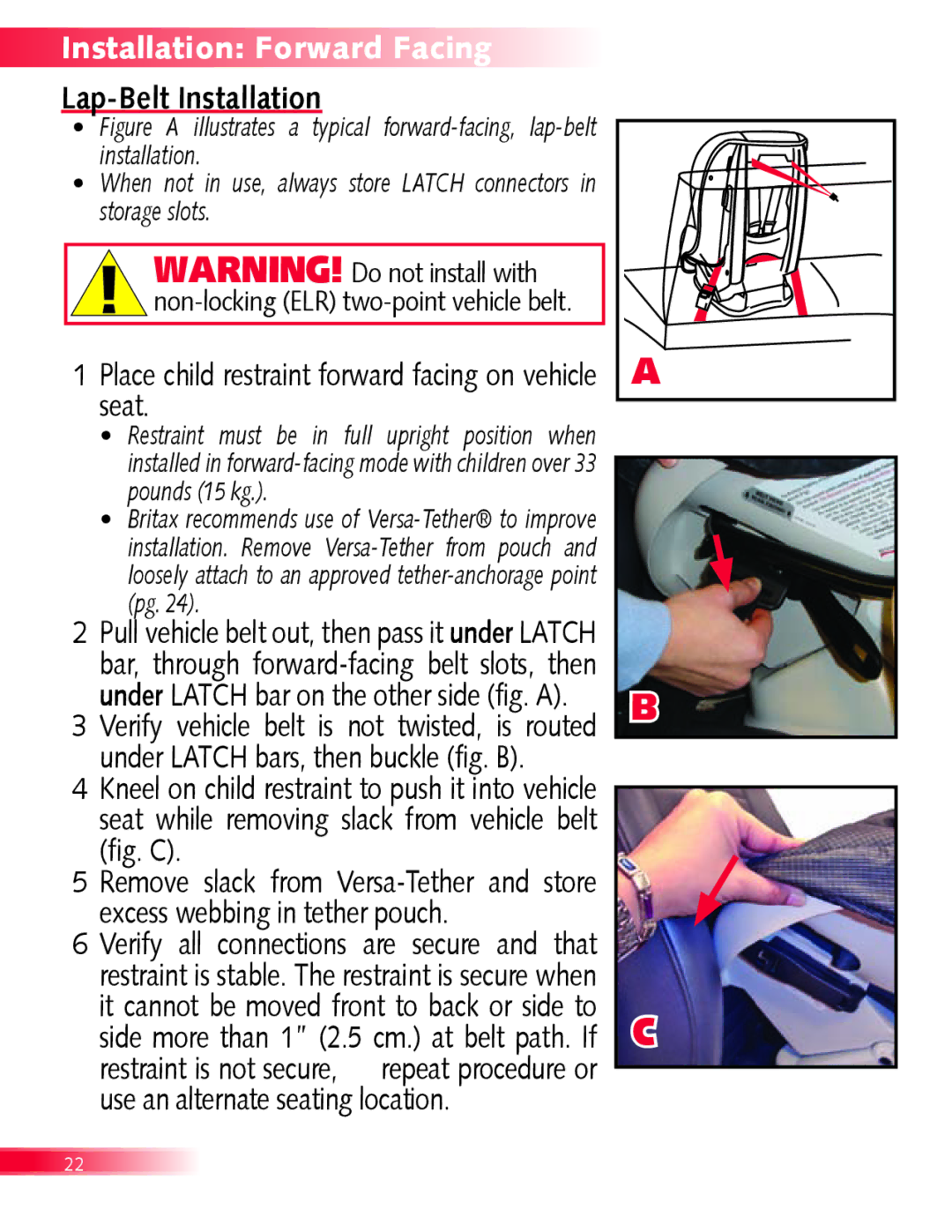 Britax Boulevard manual Lap-Belt Installation 