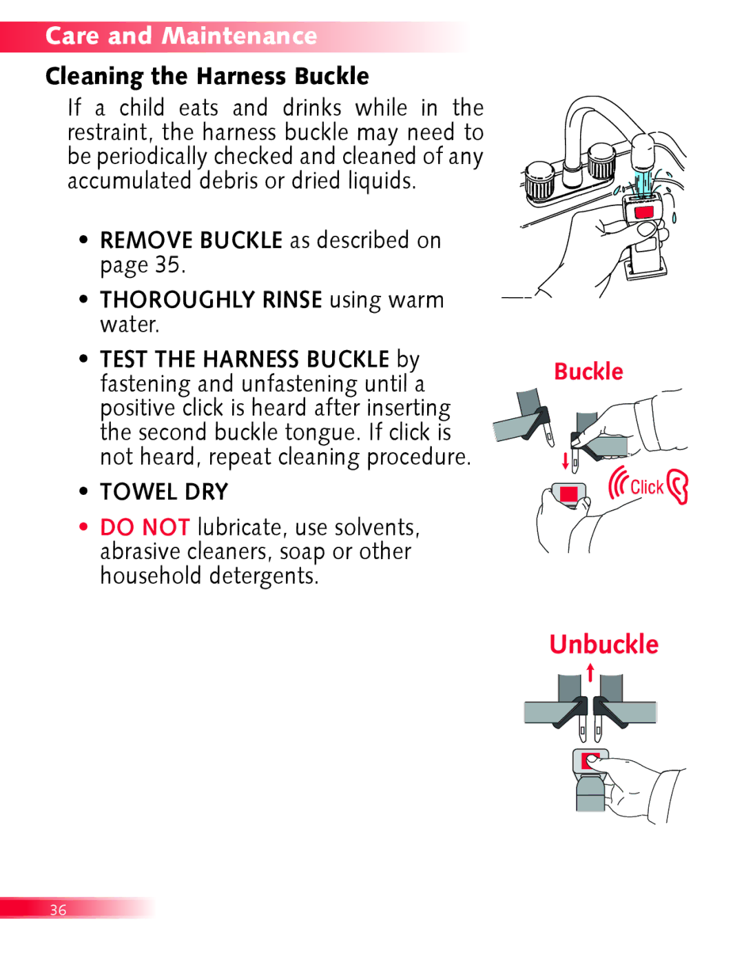 Britax Boulevard manual Cleaning the Harness Buckle 