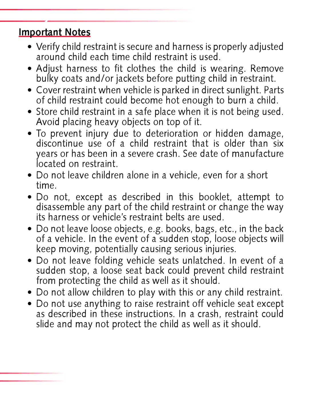 Britax Boulevard manual Safety Information, Important Notes 