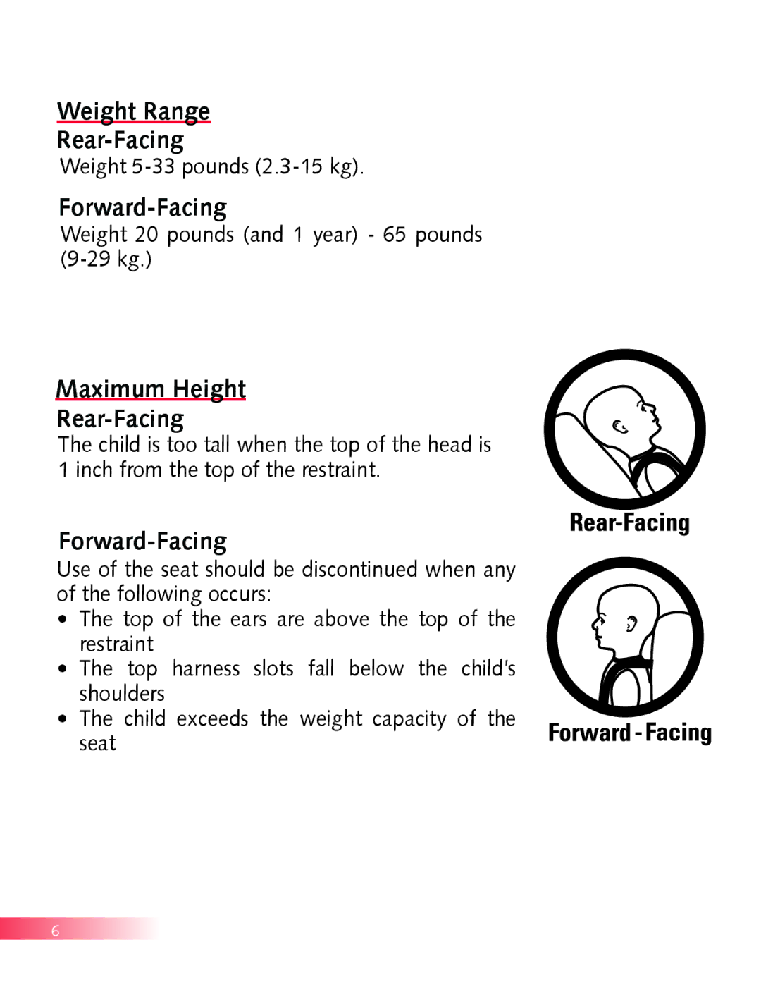 Britax Boulevard manual Weight Range Rear-Facing, Forward-Facing, Maximum Height Rear-Facing 