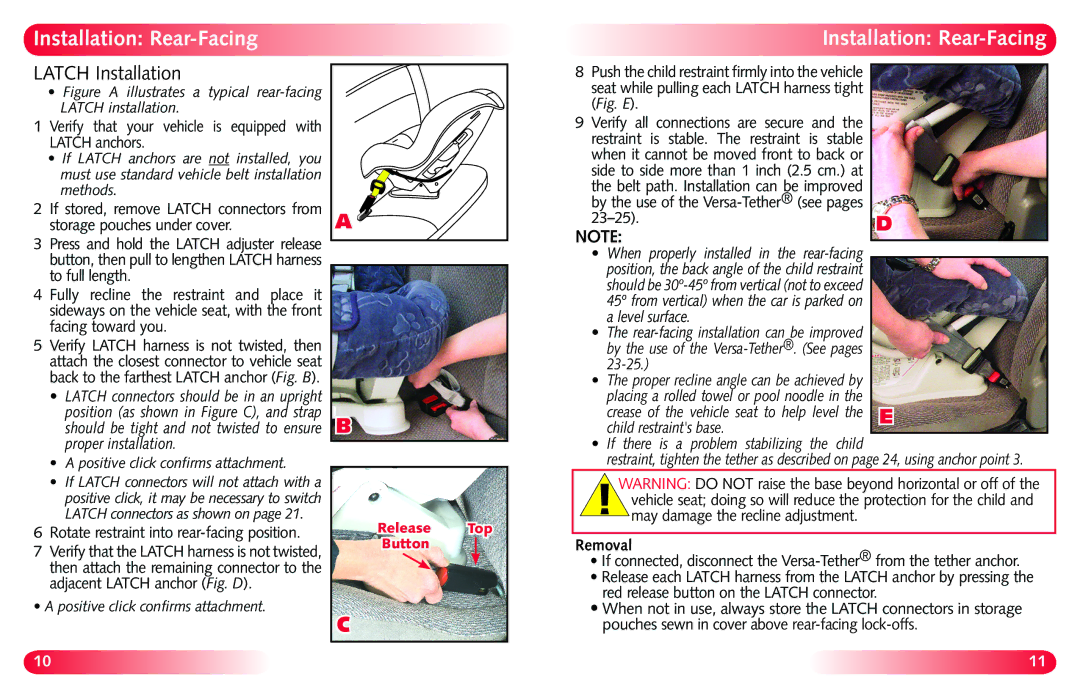 Britax Britix Marathon manual Installation Rear-Facing, Level surface, 23-25 