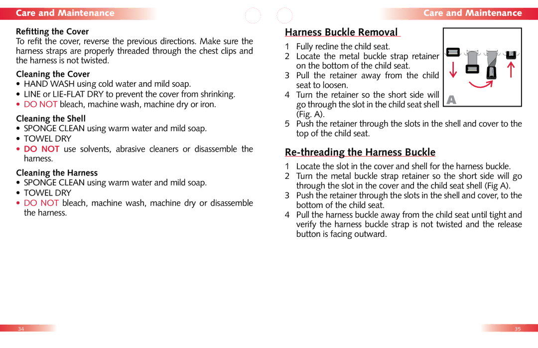 Britax Child Seat manual Harness Buckle Removal, Re-threading the Harness Buckle 