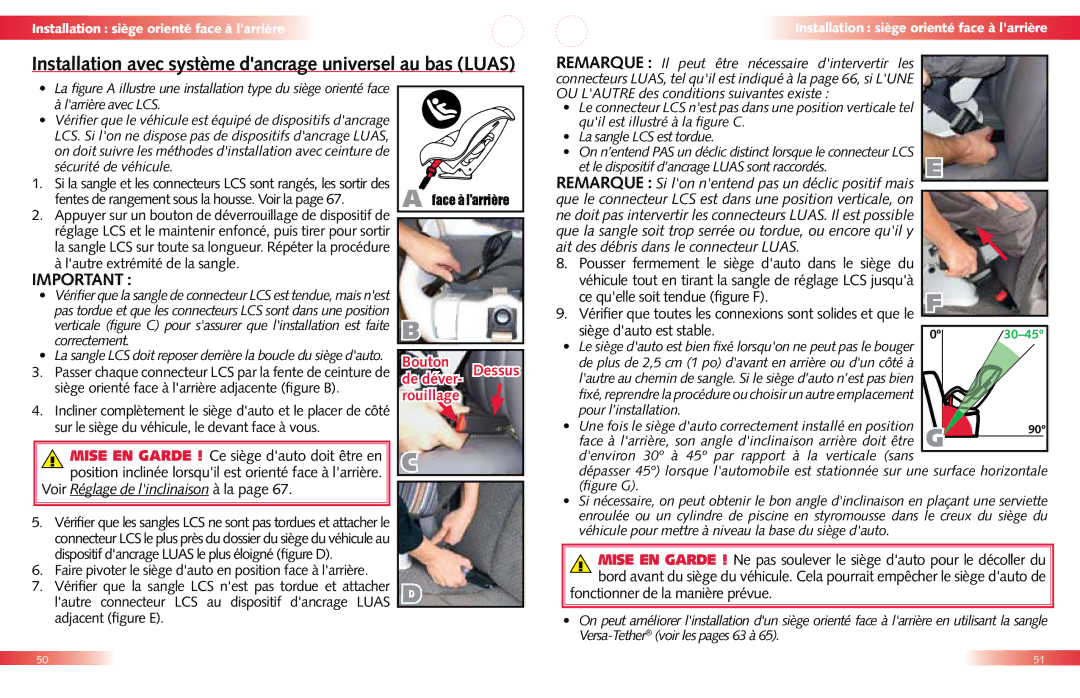 Britax Child Seat manual Installation avec système dancrage universel au bas Luas 