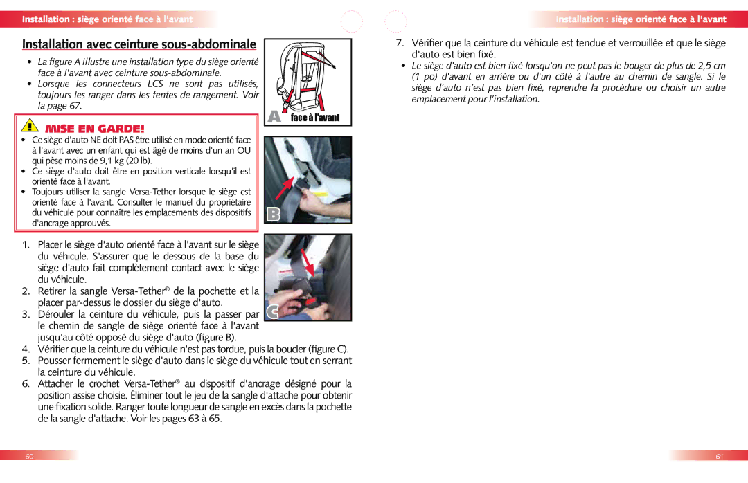 Britax Child Seat manual Mise EN Garde 