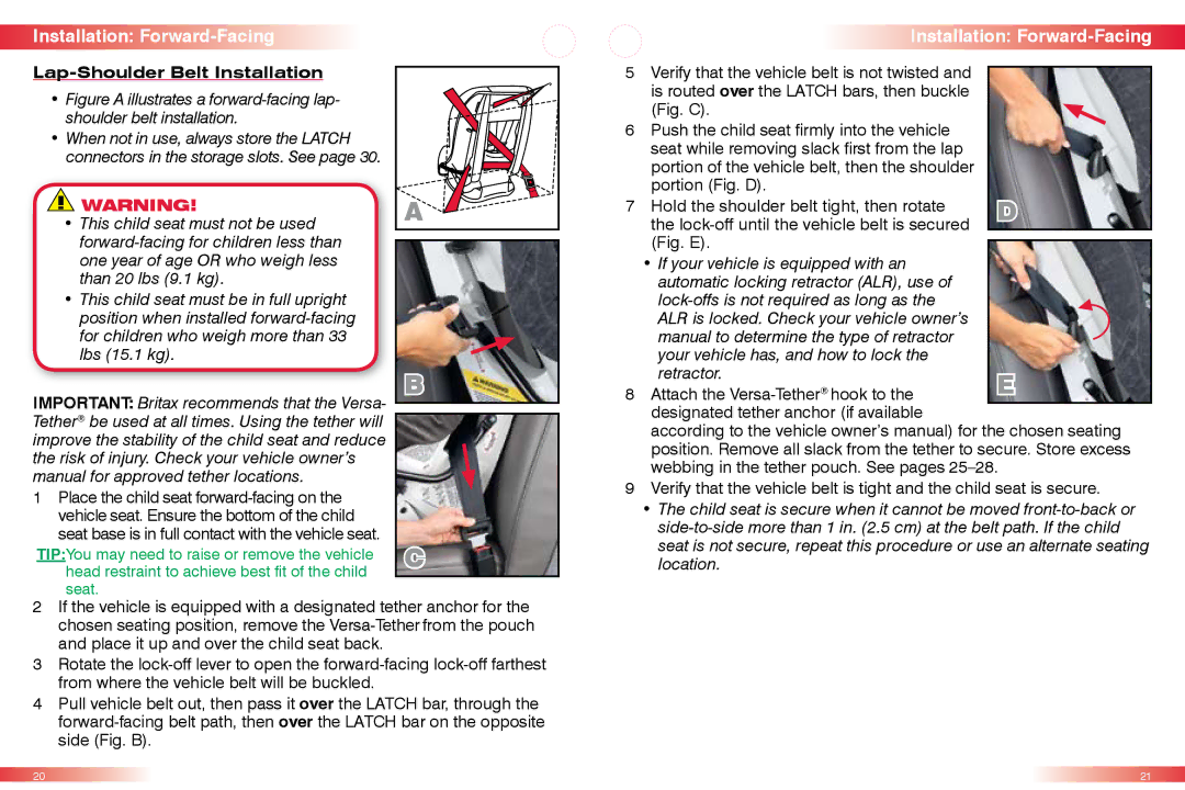 Britax CS manual Fig. E 