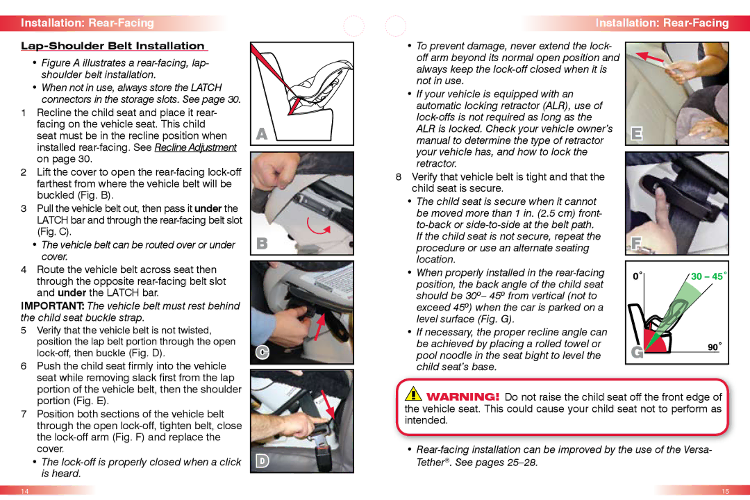 Britax CS manual Lap-Shoulder Belt Installation, Vehicle belt can be routed over or under cover 