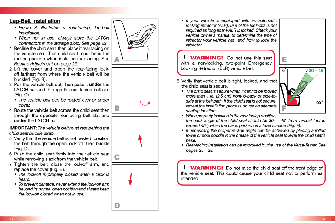 Britax CS manual Lap-Belt Installation, Vehicle belt can be routed over or under cover 