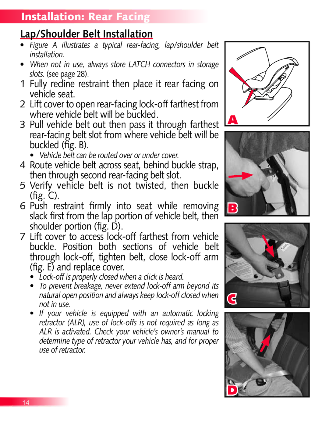 Britax Diplomat manual Lap/Shoulder Belt Installation, Verify vehicle belt is not twisted, then buckle fig. C 