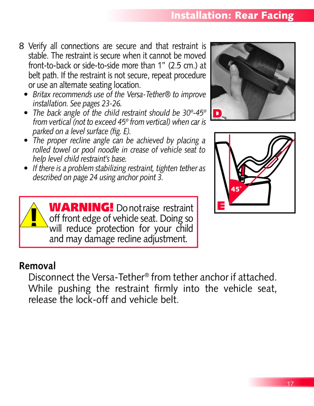 Britax Diplomat manual Installation Rear Facing 