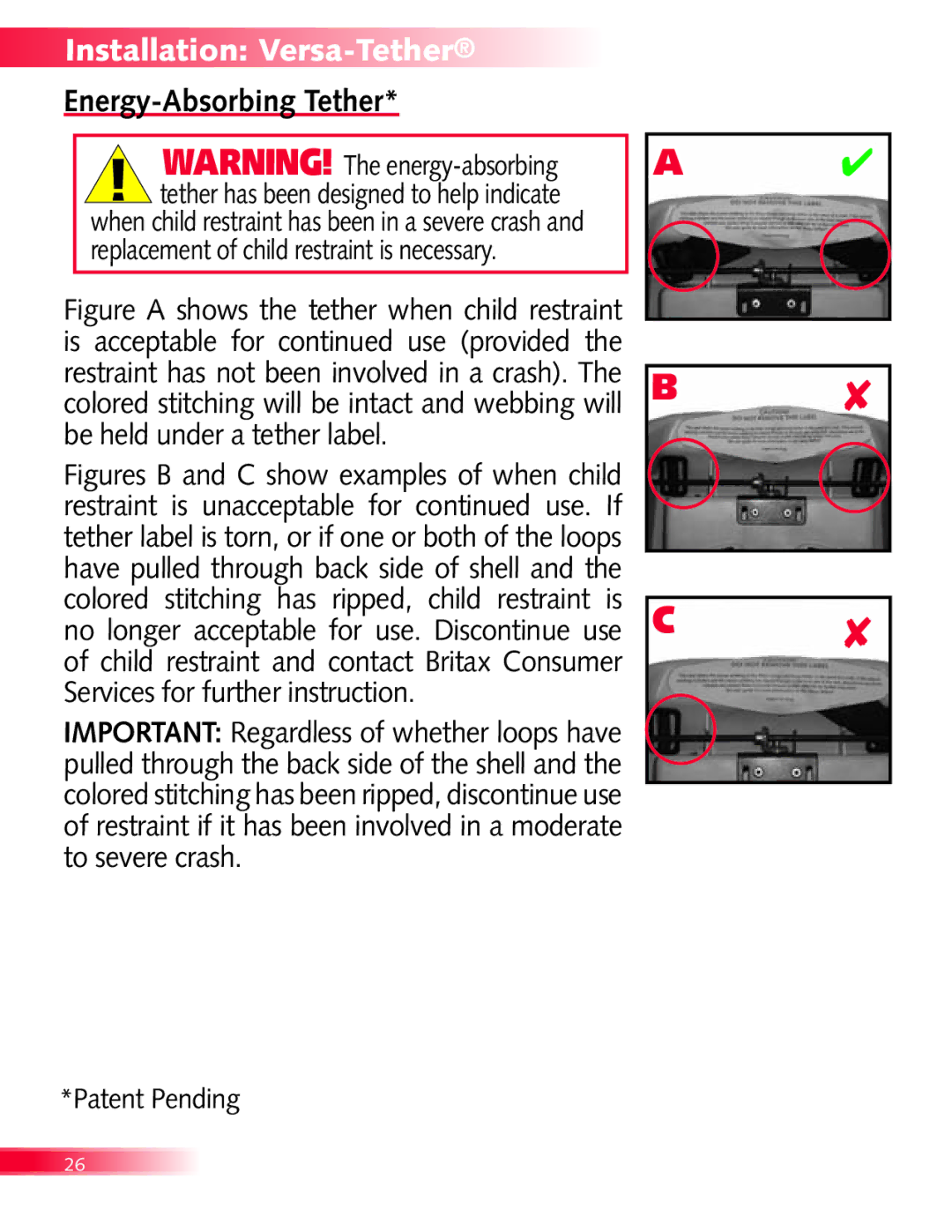 Britax Diplomat manual Energy-Absorbing Tether 