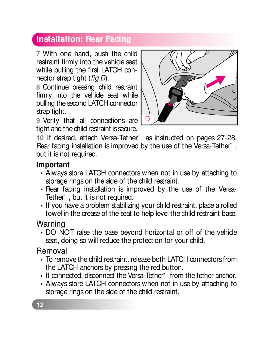 Britax LATCHANCHOR manual Removal 