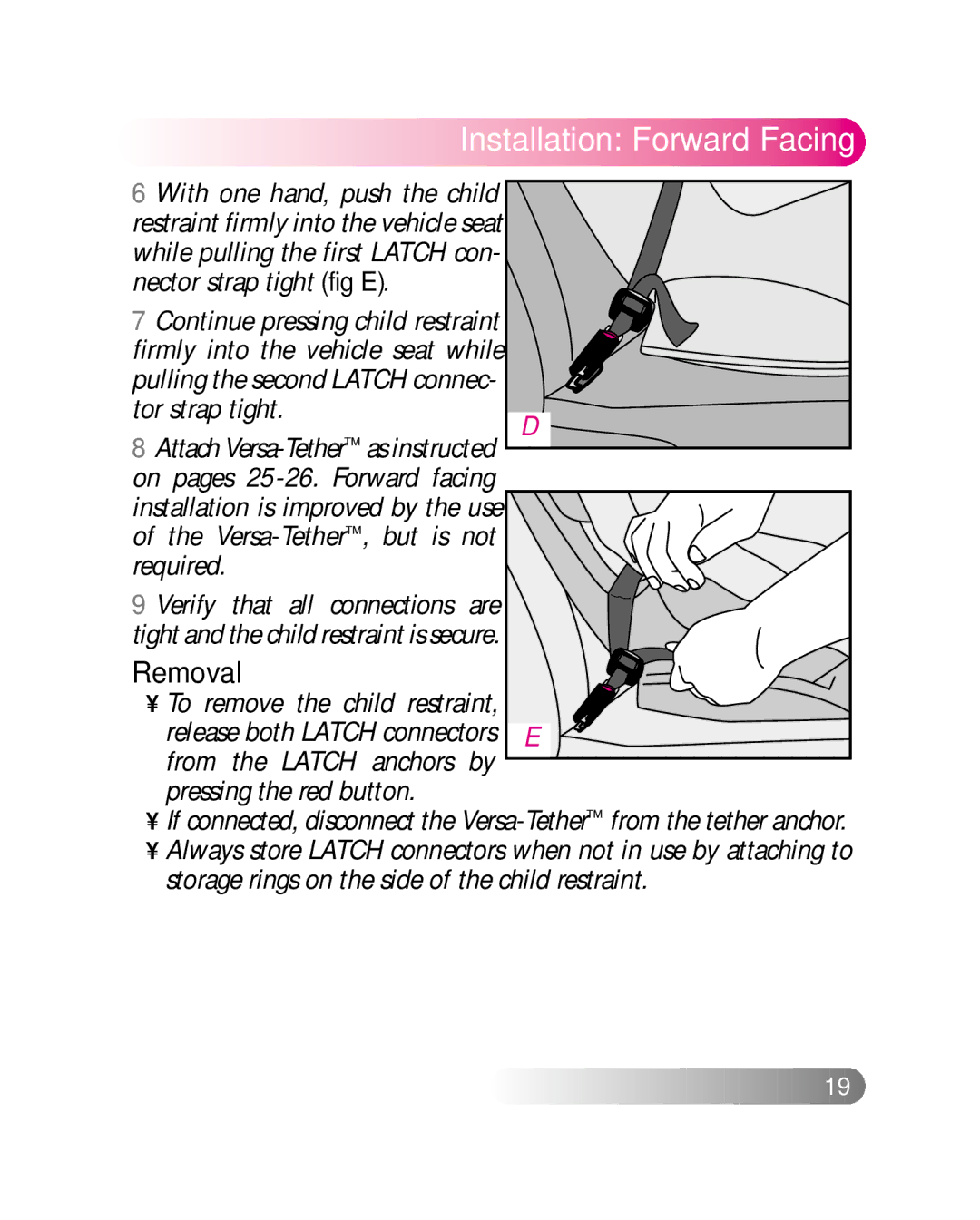 Britax LATCHANCHOR manual Removal 