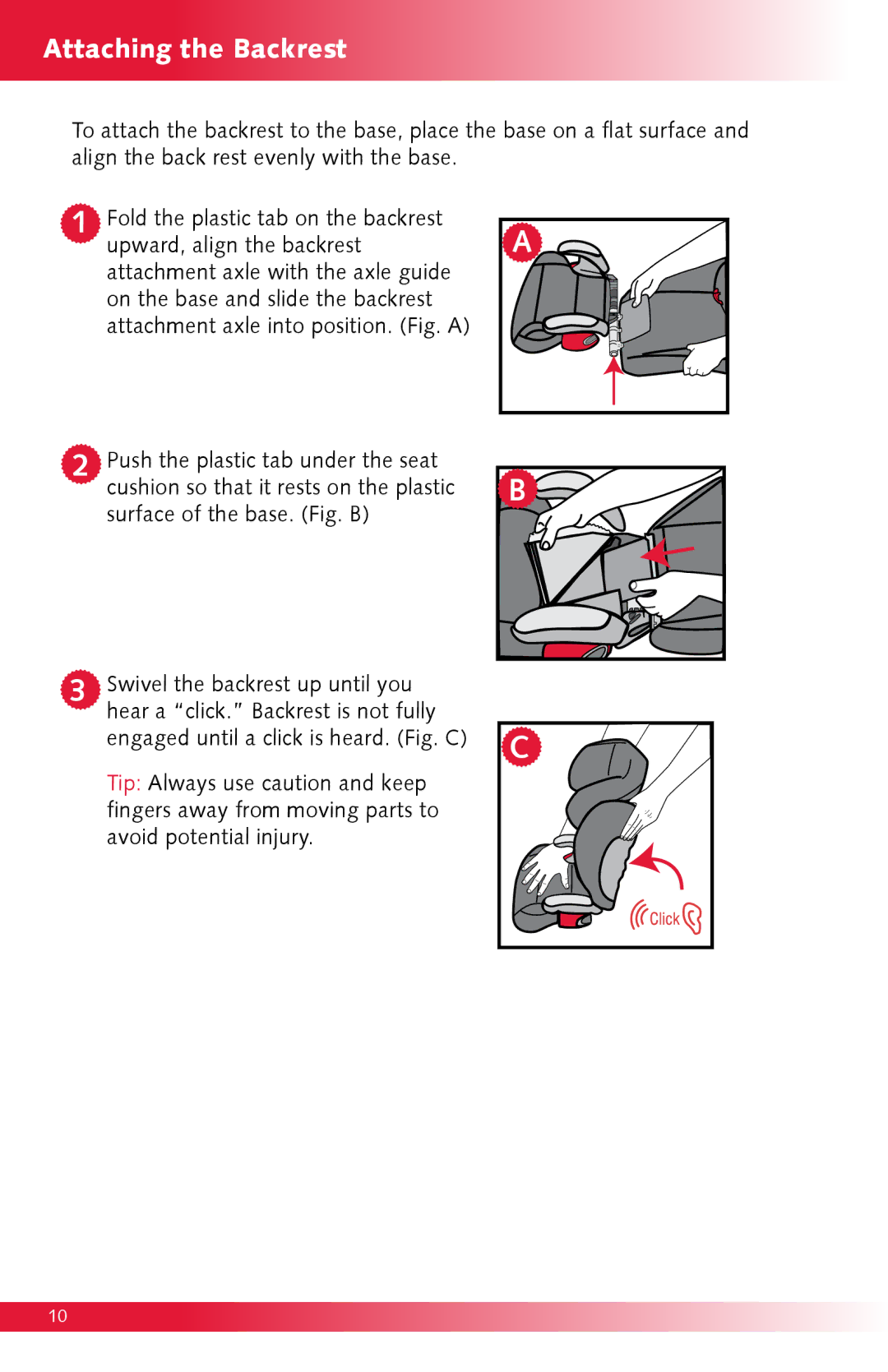 Britax Monarch manual Attaching the Backrest 