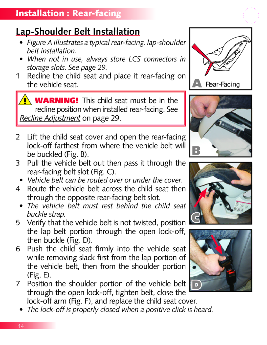 Britax P321900 manual Lap-Shoulder Belt Installation, Vehicle belt can be routed over or under the cover 