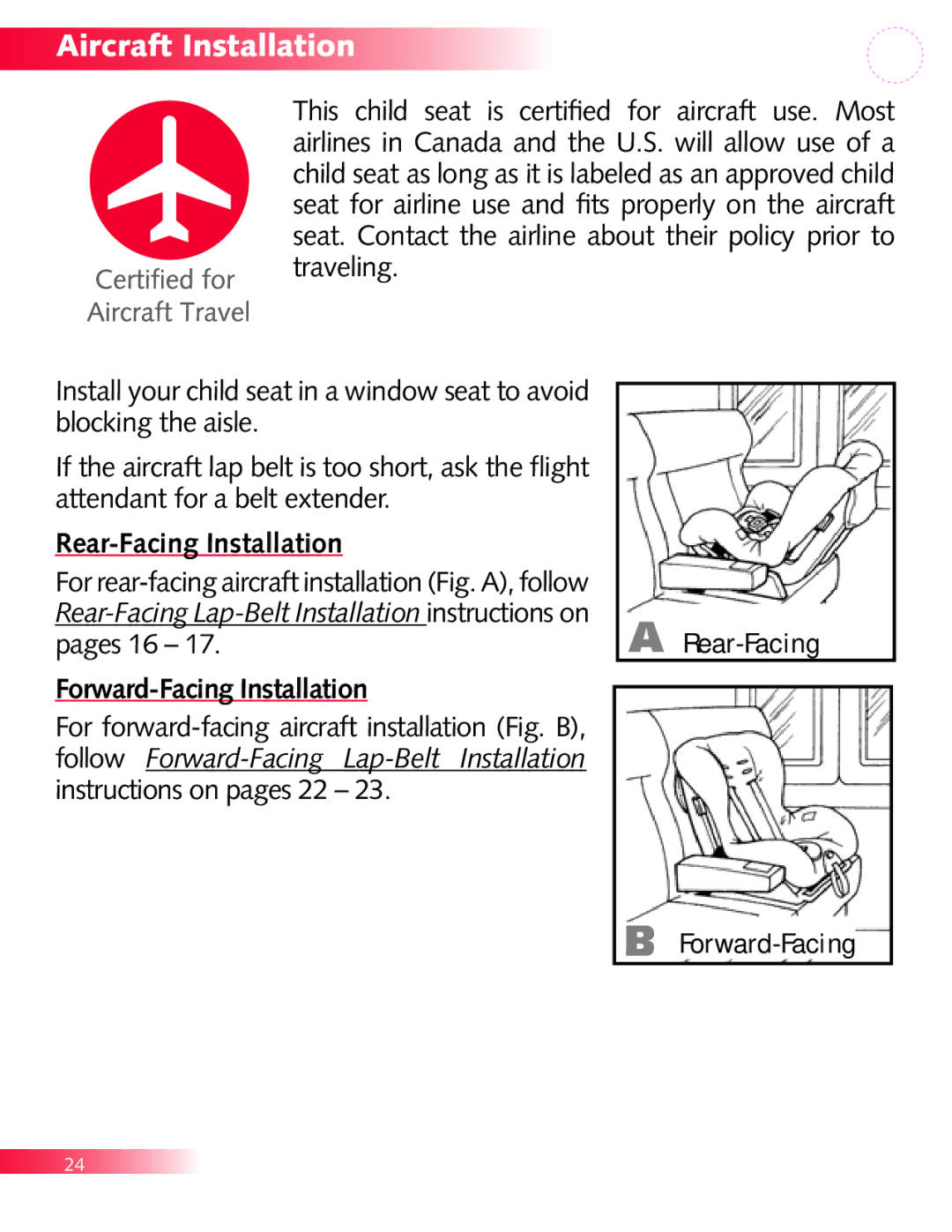 Britax P321900 manual Aircraft Installation 