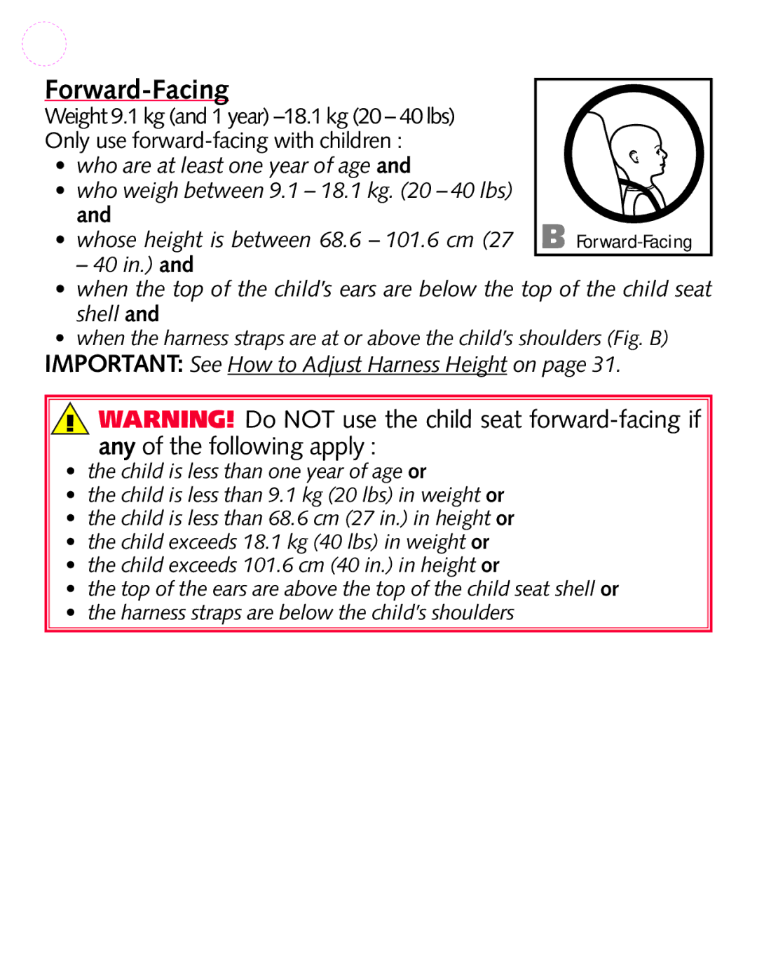 Britax P321900 manual Forward-Facing 