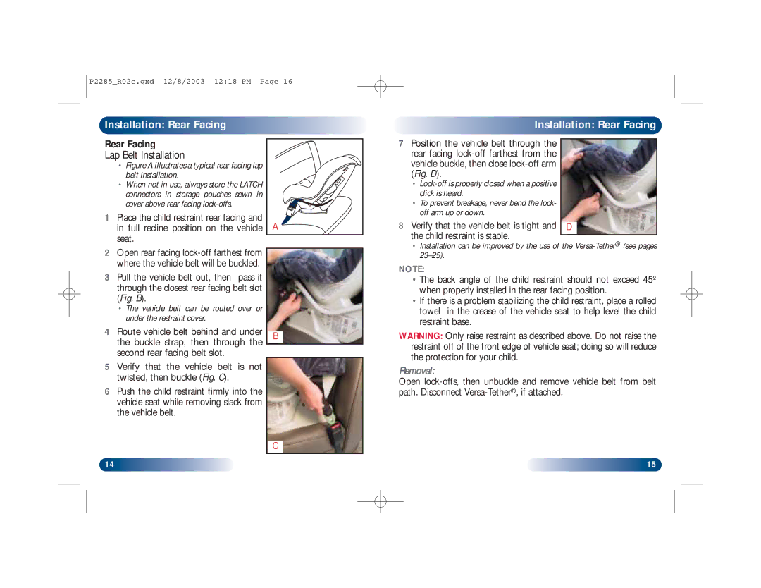 Britax Wizard manual Lap Belt Installation 