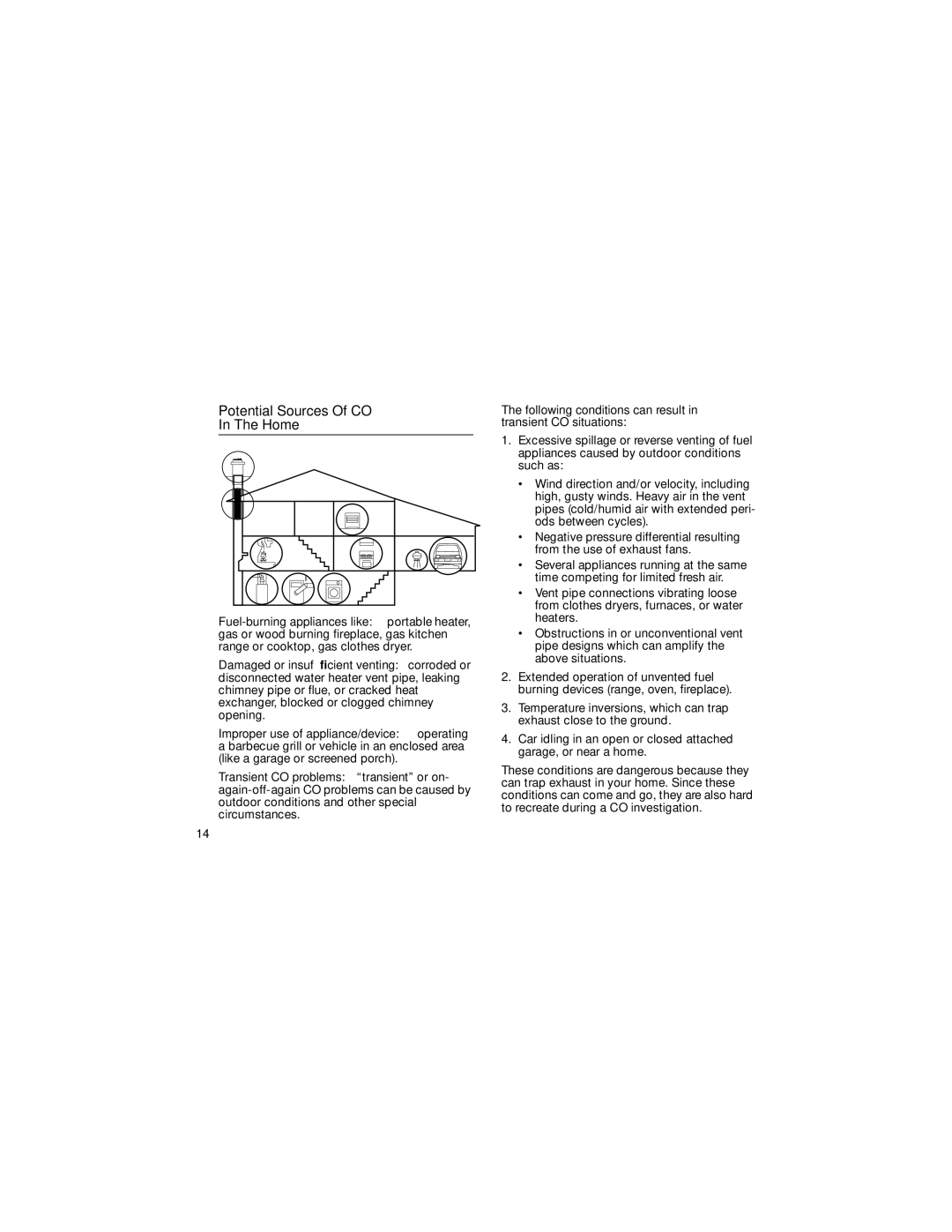 BRK electronic CO2120PDN user manual Potential Sources Of CO Home 