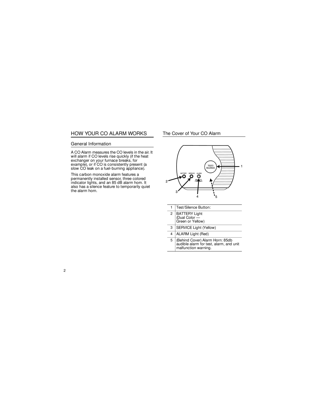 BRK electronic CO3000BN user manual HOW Your CO Alarm Works, General Information, Cover of Your CO Alarm 