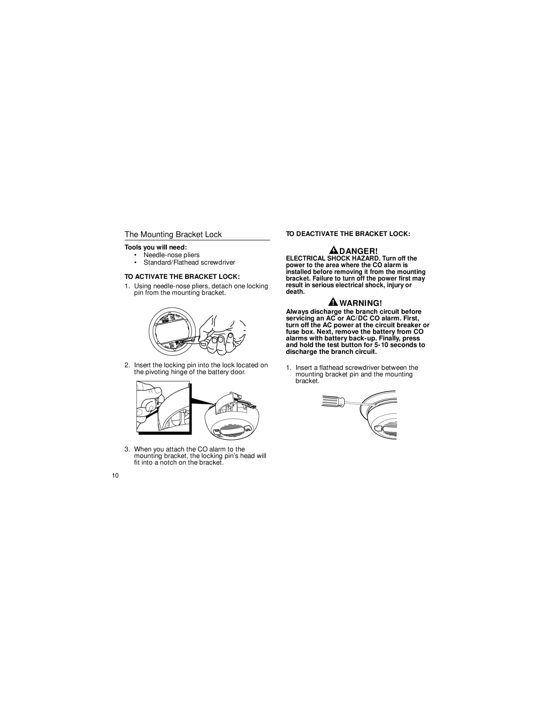 BRK electronic CO5120B user manual Mounting Bracket Lock, Tools you will need 