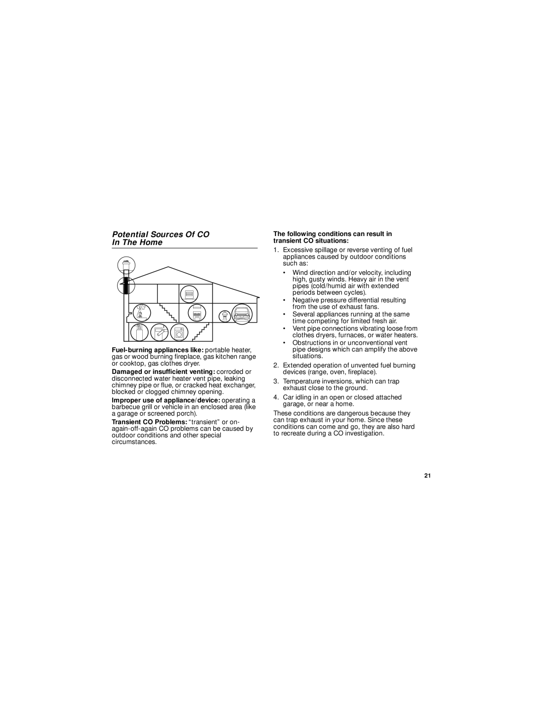 BRK electronic CO5120B user manual Potential Sources Of CO Home 