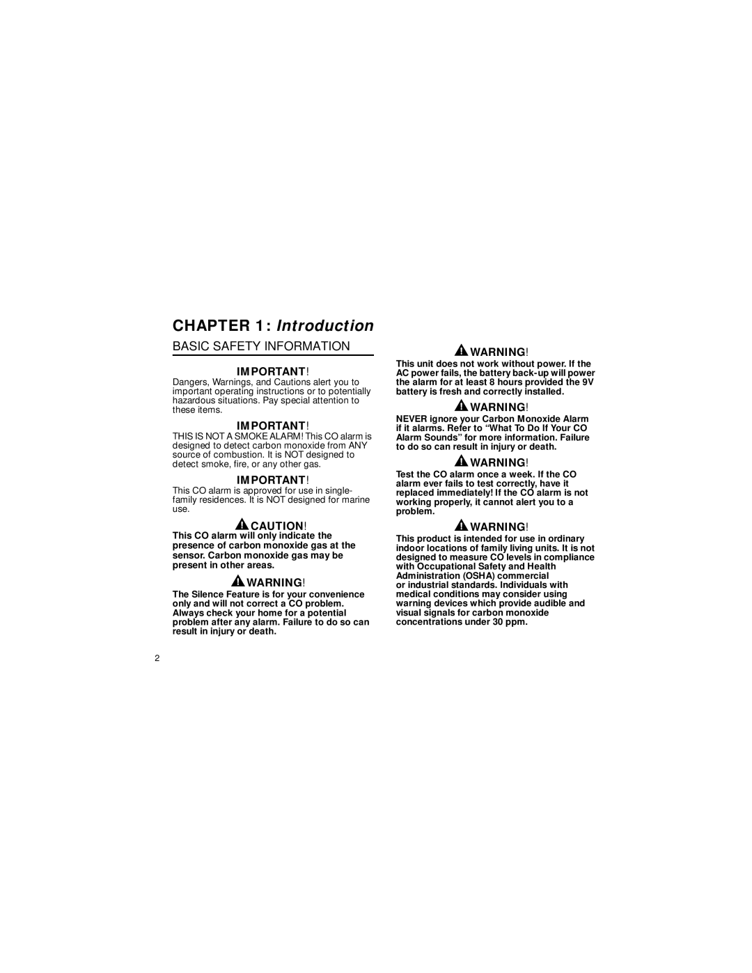 BRK electronic CO5120B user manual Introduction, Basic Safety Information 