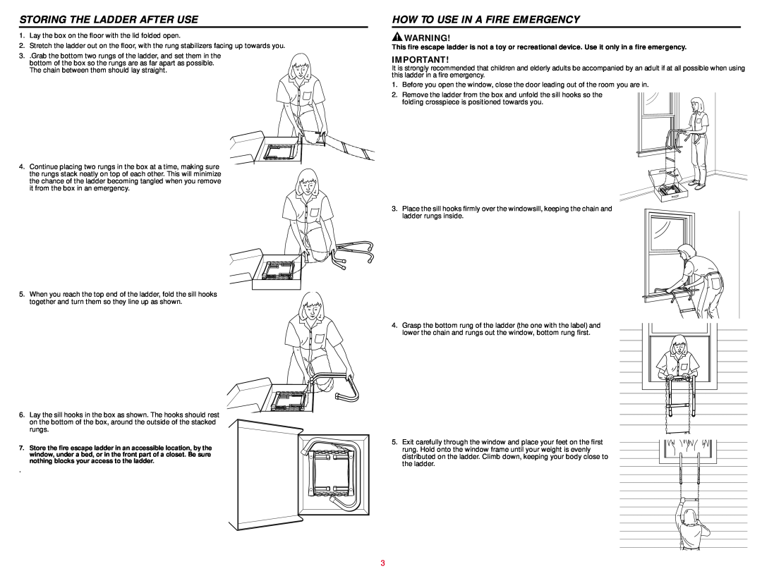 BRK electronic EL50 user manual Storing The Ladder After Use, How To Use In A Fire Emergency 