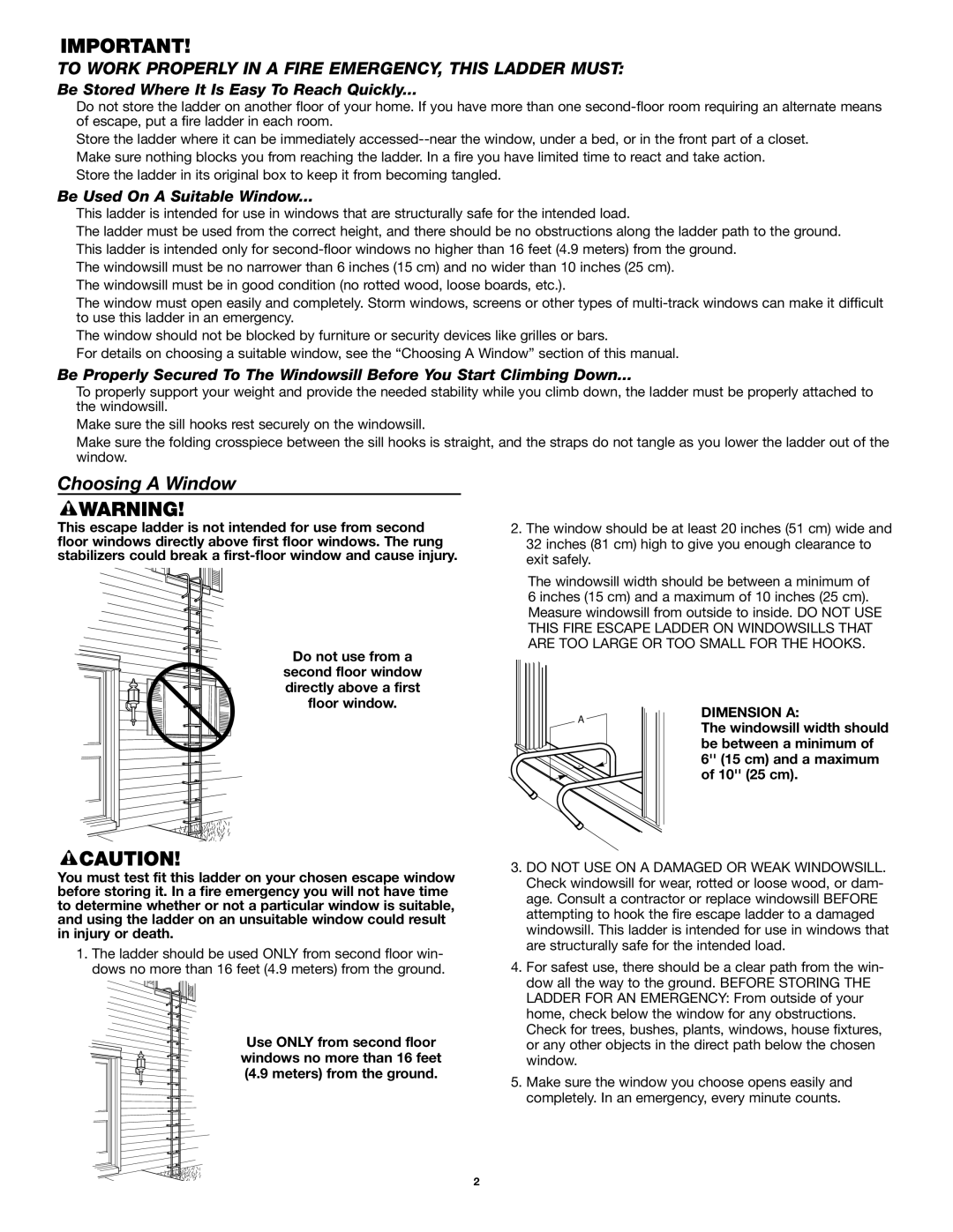 BRK electronic EL52 user manual Choosing a Window, Dimension a 