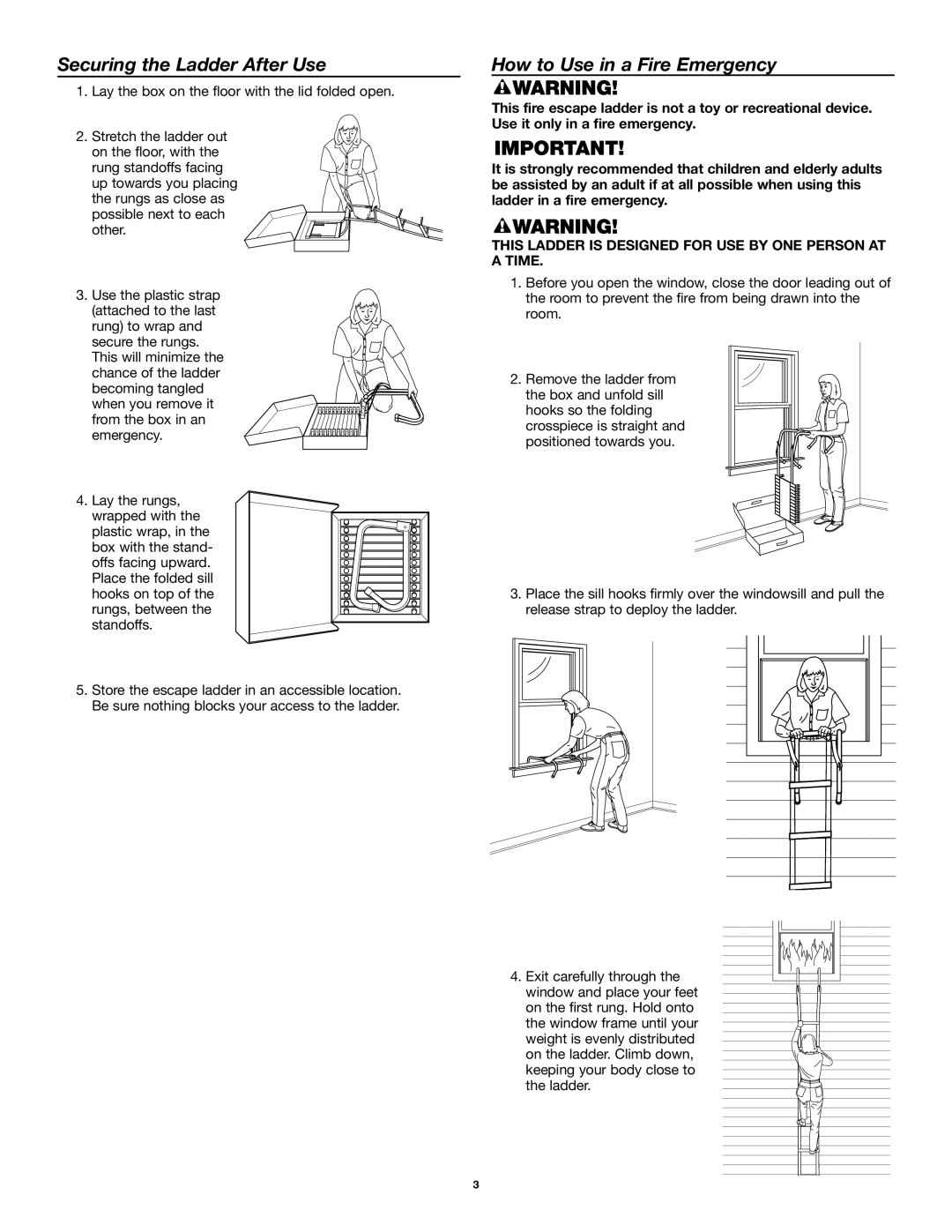 BRK electronic EL52 user manual Securing the Ladder After Use, How to Use in a Fire Emergency 