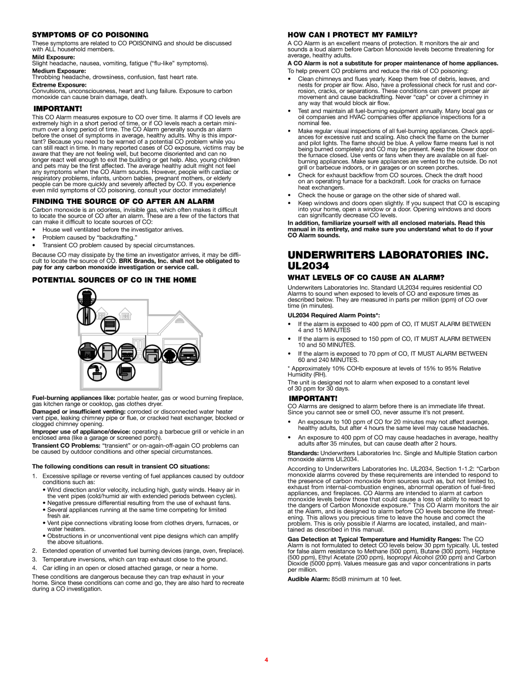 BRK electronic FCD2DDNP user manual Underwriters Laboratories INC. UL2034 