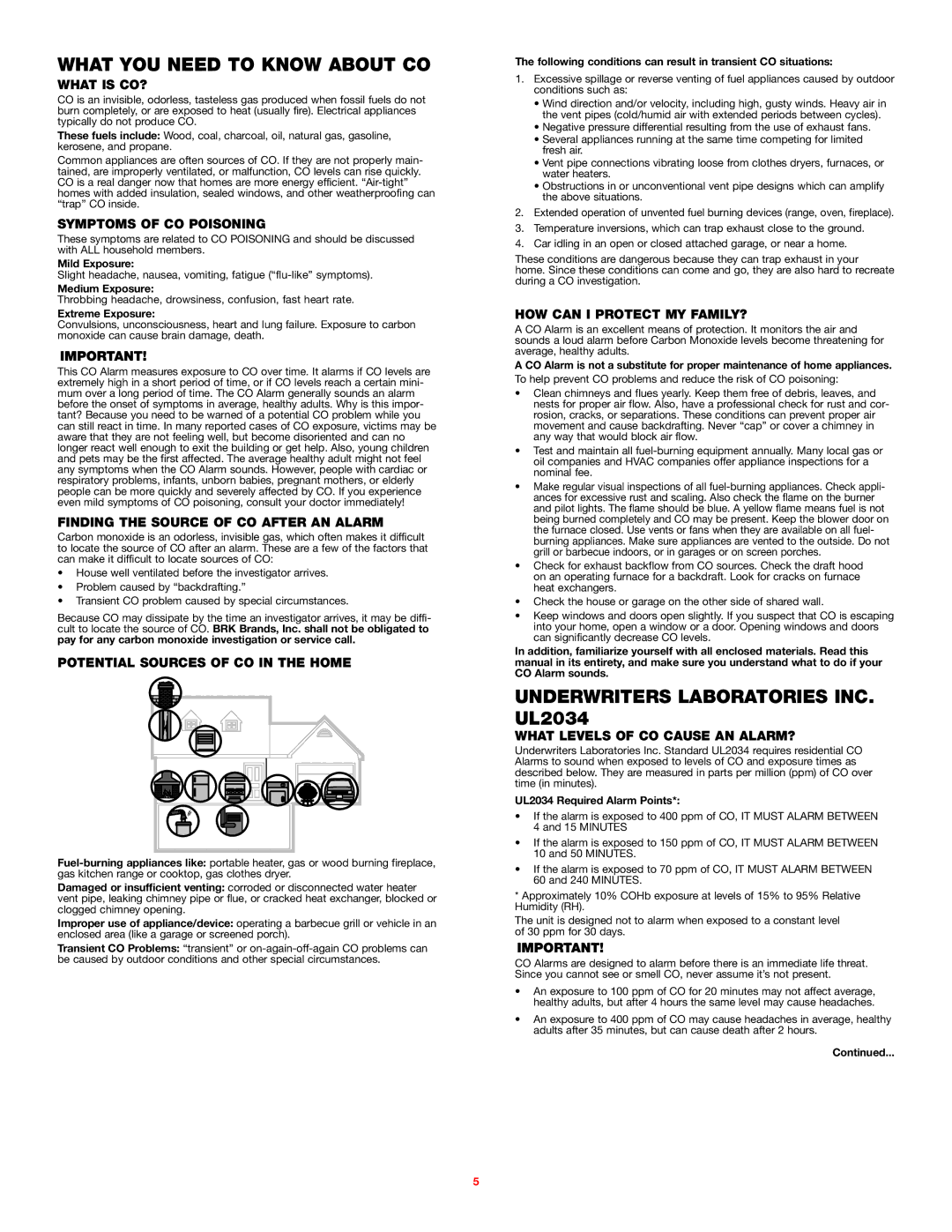 BRK electronic FCD4 user manual What YOU Need to Know about CO, Underwriters Laboratories INC. UL2034 