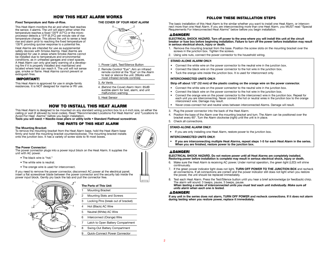 BRK electronic HD6135FB HOW this Heat Alarm Works, HOW to Install this Heat Alarm, Follow These Installation Steps 