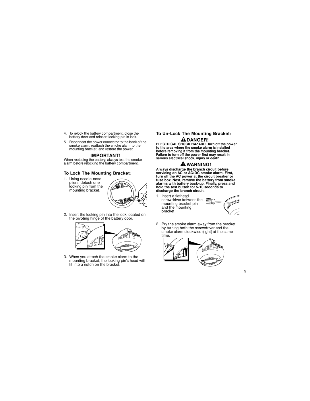 BRK electronic 4120B, M06-2016-007 user manual To Lock The Mounting Bracket 