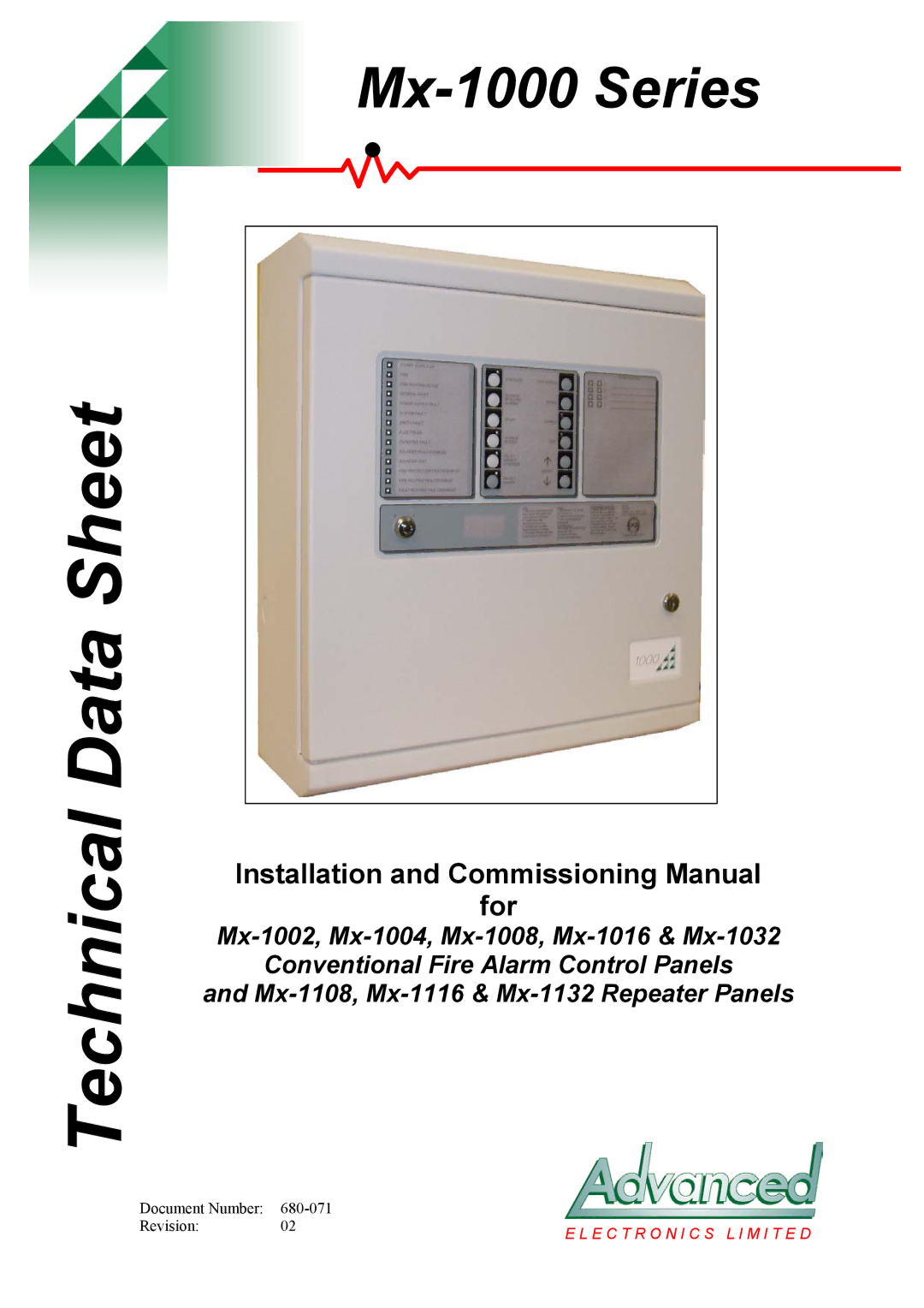 BRK electronic Mx-1000 manual Technical Data Sheet 