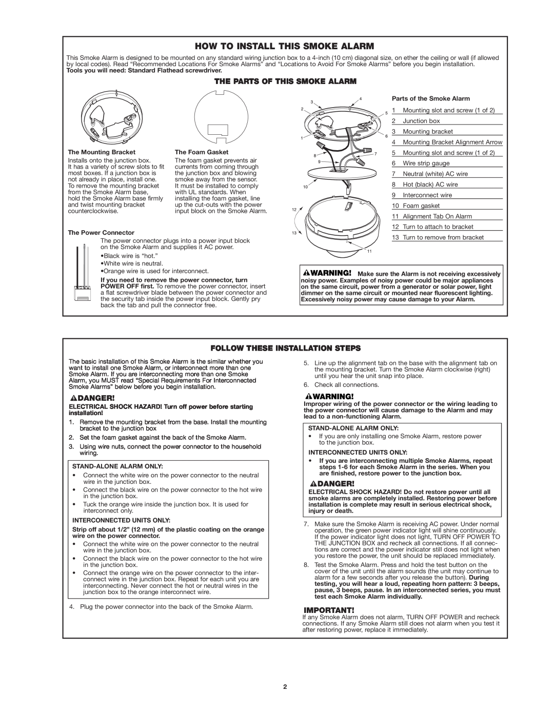BRK electronic SA100B How To Install This Smoke Alarm, The Parts Of This Smoke Alarm, Follow These Installation Steps 