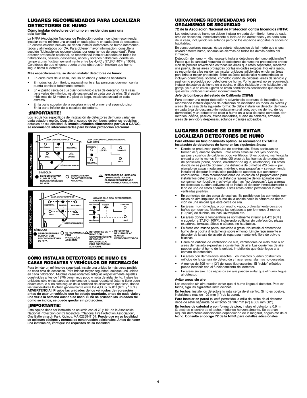 BRK electronic SA10YR manual Lugares Recomendados Para Localizar Detectores DE Humo 